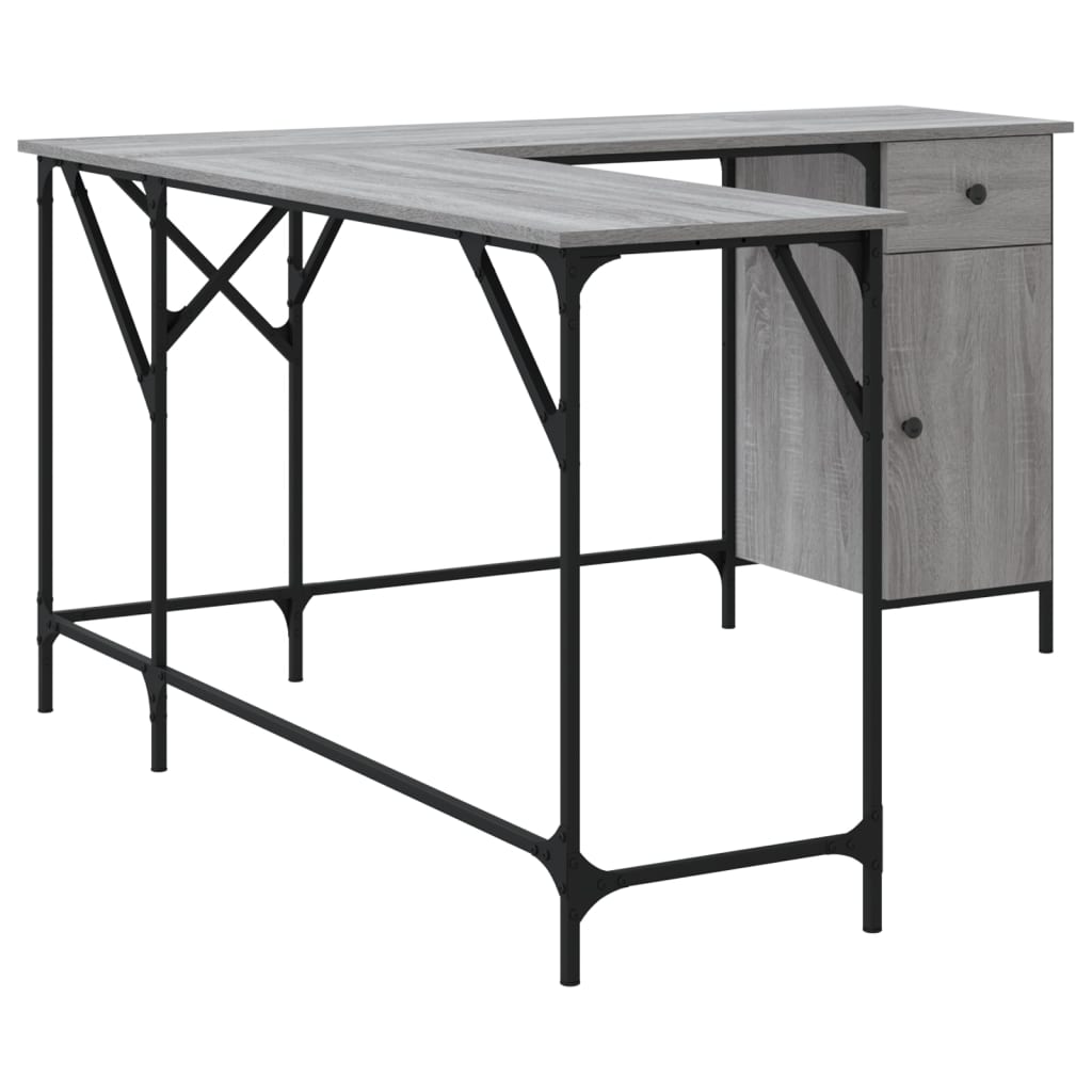 Desk Grey Sonoma 141x141x75 cm Engineered Wood